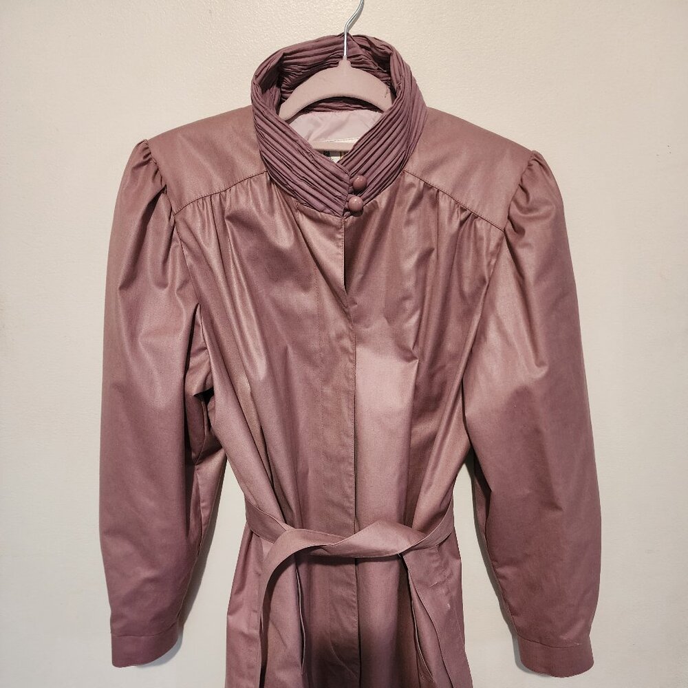 Vintage 80s London Fog Dusty Rose Trench Coat 12 Petite